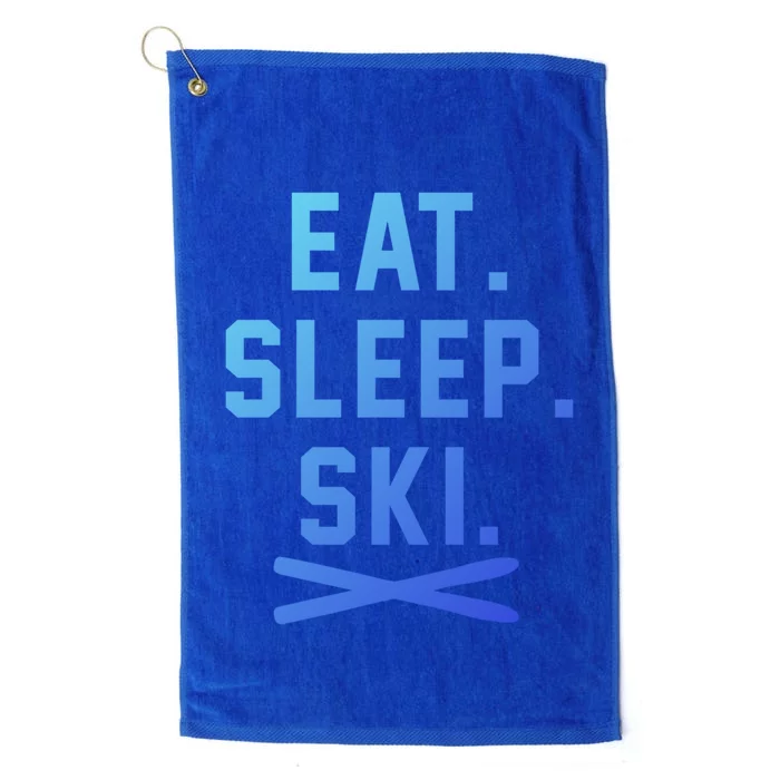 Eat Sleep Ski Skiing Winter Ski Lover Gift Platinum Collection Golf Towel