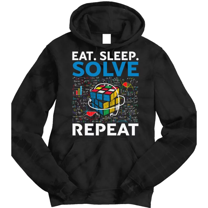 Eat Sleep Solve Repeat Funny Competitive Puzzle Speedcubing Tie Dye Hoodie