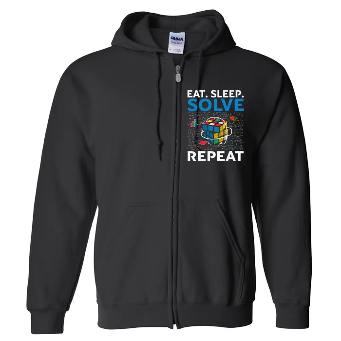 Eat Sleep Solve Repeat Funny Competitive Puzzle Speedcubing Full Zip Hoodie