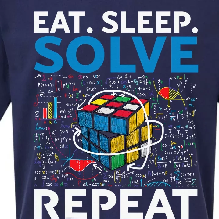 Eat Sleep Solve Repeat Funny Competitive Puzzle Speedcubing Sueded Cloud Jersey T-Shirt