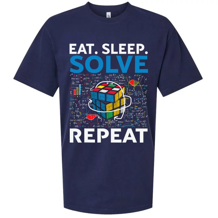 Eat Sleep Solve Repeat Funny Competitive Puzzle Speedcubing Sueded Cloud Jersey T-Shirt