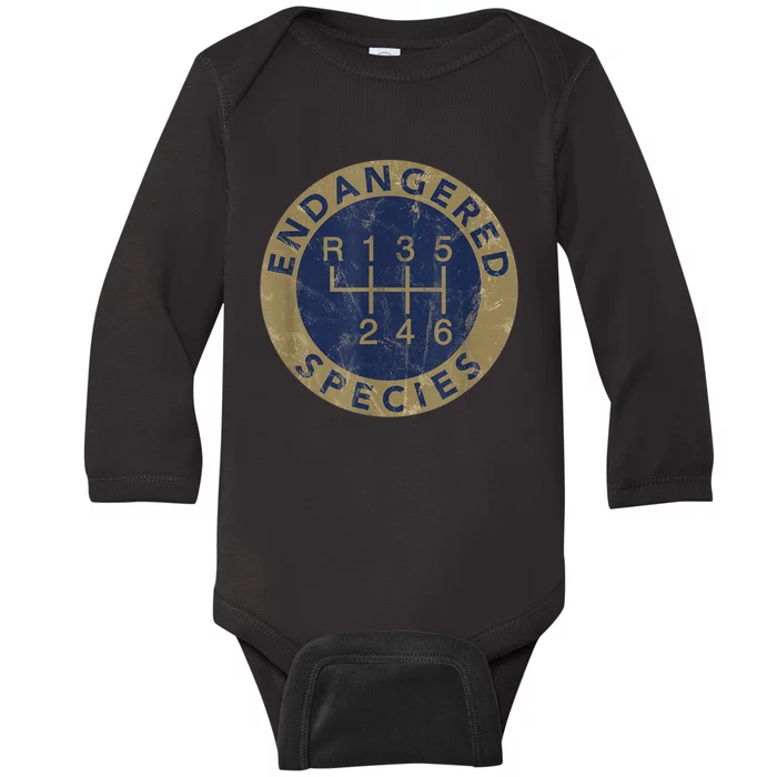 Endangered Species Stick Shift Manual Transmission Drivers Baby Long Sleeve Bodysuit