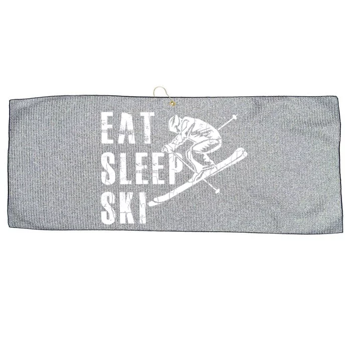 Eat Sleep Ski Funny Vintage Skiing Skier Adventure Graphic Gift Large Microfiber Waffle Golf Towel