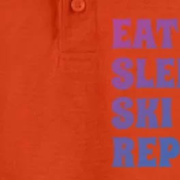 Eat Sleep Ski Repeat Cool Gift Dry Zone Grid Performance Polo