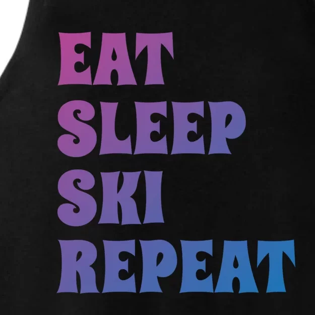 Eat Sleep Ski Repeat Cool Gift Ladies Tri-Blend Wicking Tank