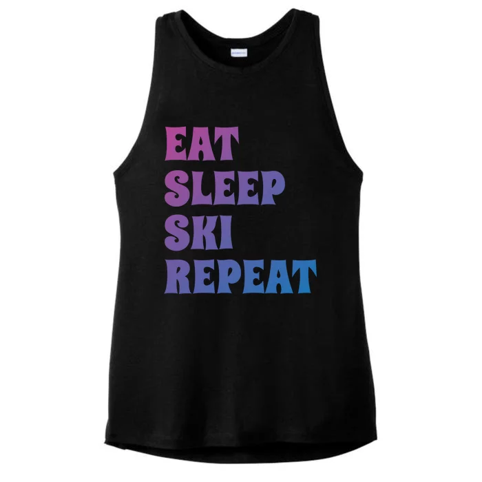 Eat Sleep Ski Repeat Cool Gift Ladies Tri-Blend Wicking Tank