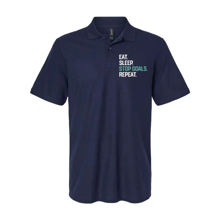 EAT SLEEP STOP GOALS REPEAT Soccer Hockey Gift Softstyle Adult Sport Polo