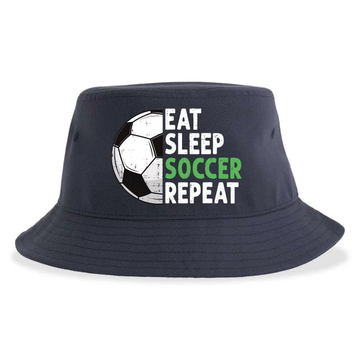 Eat Sleep Soccer Repeat Funny Soccer Players Boy Sustainable Bucket Hat