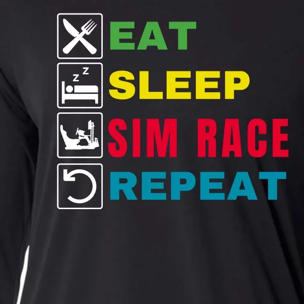 Eat Sleep Sim Race Repeat Sim Racer Funny Gaming Esport Car Racing Sim Racing Cooling Performance Long Sleeve Crew