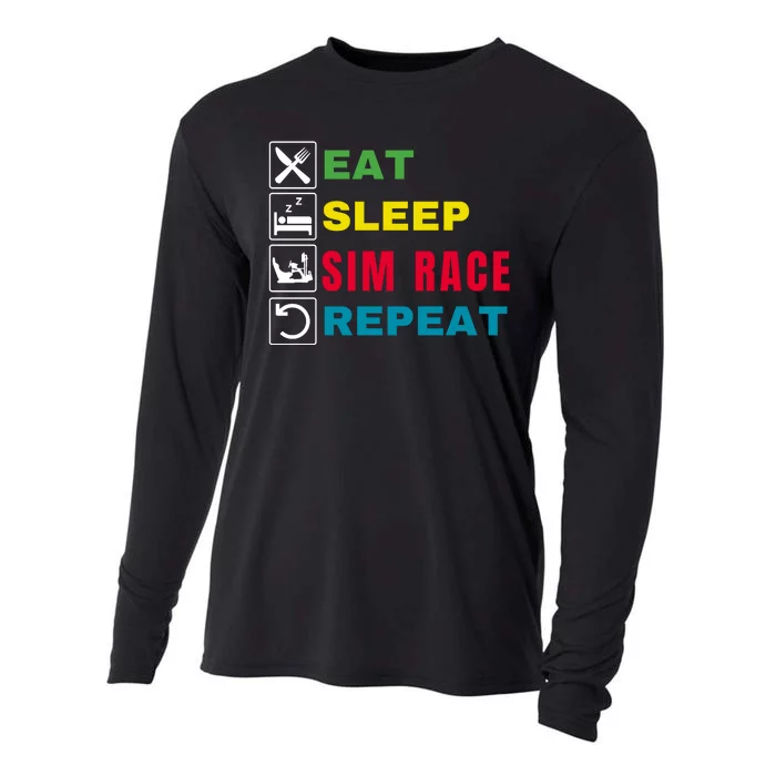 Eat Sleep Sim Race Repeat Sim Racer Funny Gaming Esport Car Racing Sim Racing Cooling Performance Long Sleeve Crew