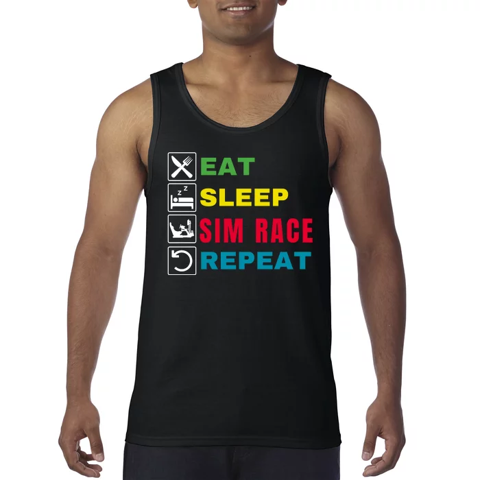 Eat Sleep Sim Race Repeat Sim Racer Funny Gaming Esport Car Racing Sim Racing Tank Top