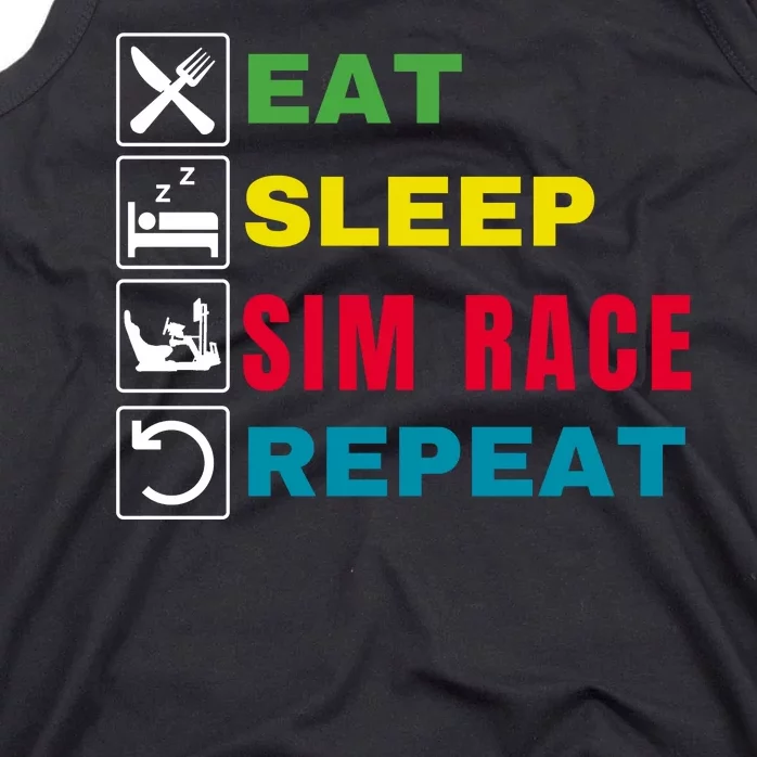 Eat Sleep Sim Race Repeat Sim Racer Funny Gaming Esport Car Racing Sim Racing Tank Top