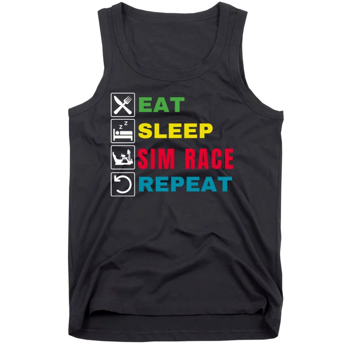 Eat Sleep Sim Race Repeat Sim Racer Funny Gaming Esport Car Racing Sim Racing Tank Top