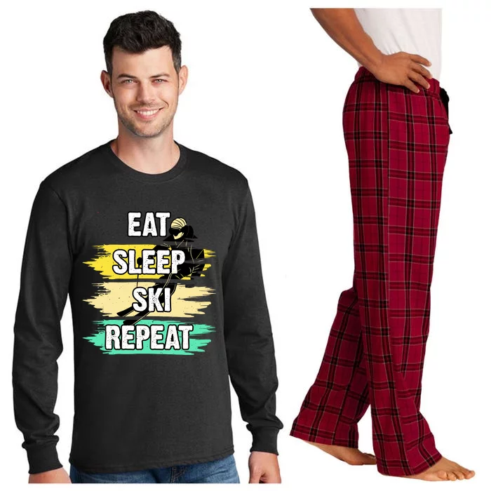 Eat Sleep Ski Repeat Long Sleeve Pajama Set