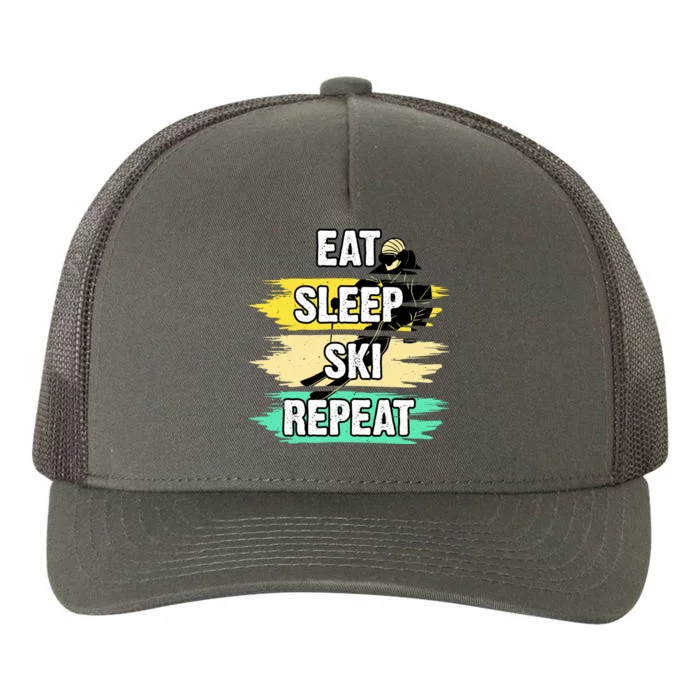 Eat Sleep Ski Repeat Yupoong Adult 5-Panel Trucker Hat