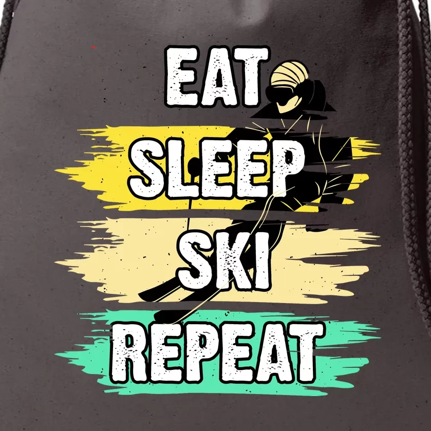 Eat Sleep Ski Repeat Drawstring Bag