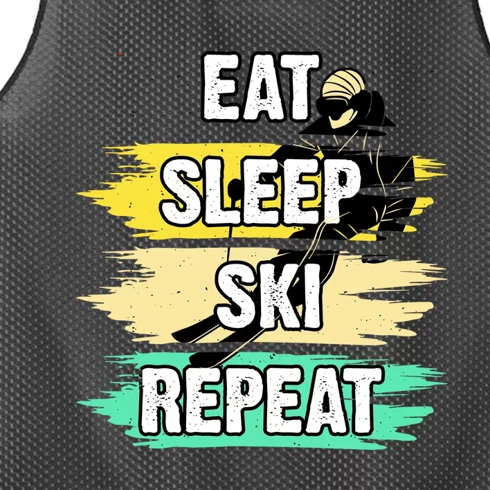 Eat Sleep Ski Repeat Mesh Reversible Basketball Jersey Tank