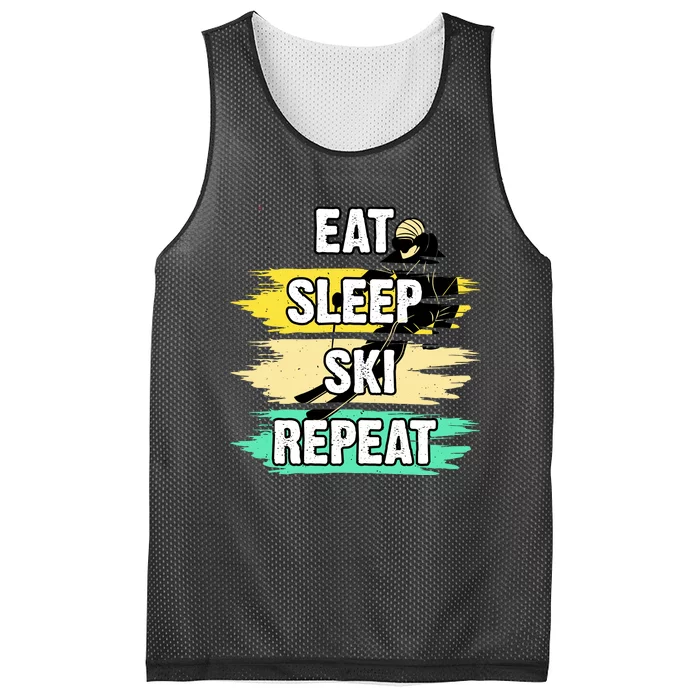 Eat Sleep Ski Repeat Mesh Reversible Basketball Jersey Tank