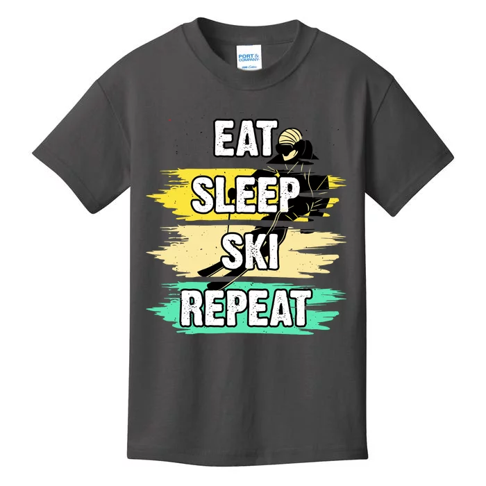 Eat Sleep Ski Repeat Kids T-Shirt