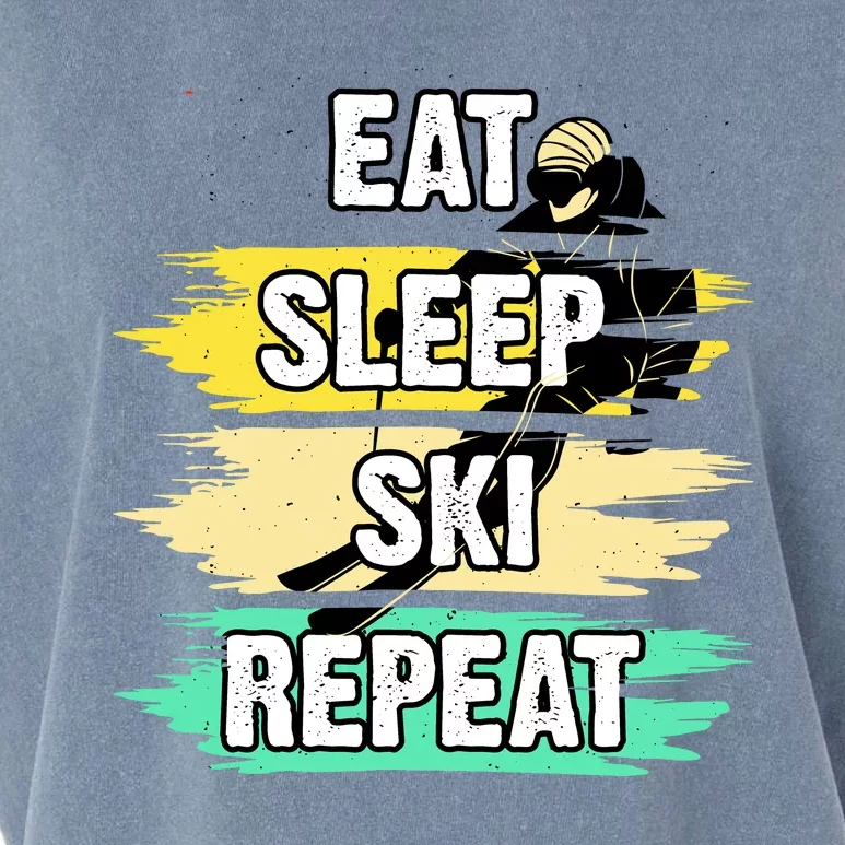 Eat Sleep Ski Repeat Garment-Dyed Women's Muscle Tee