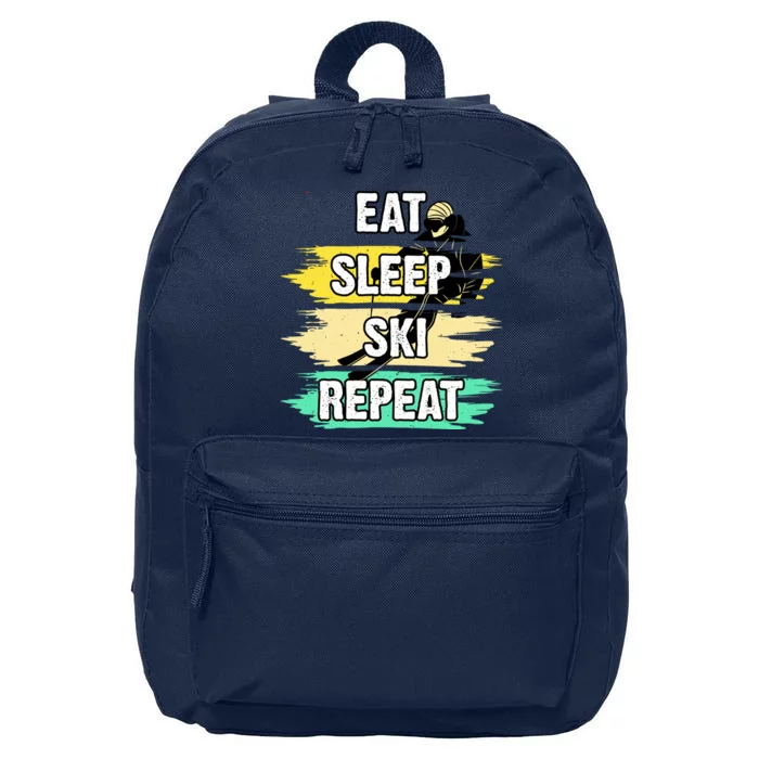 Eat Sleep Ski Repeat 16 in Basic Backpack