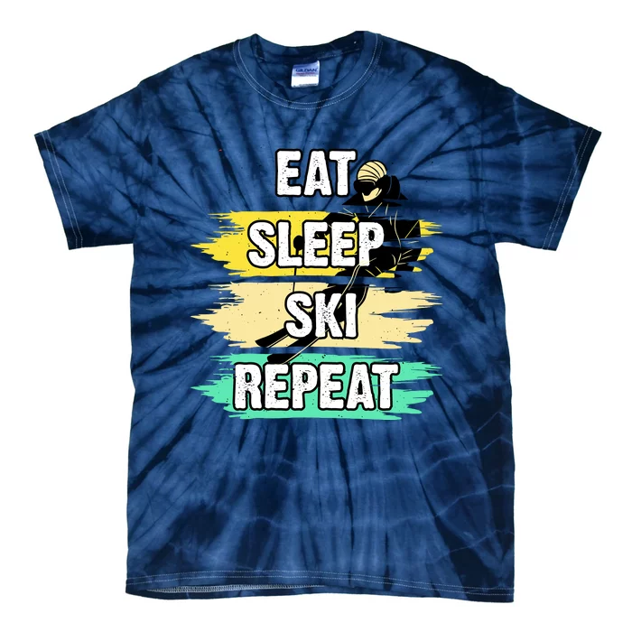 Eat Sleep Ski Repeat Tie-Dye T-Shirt