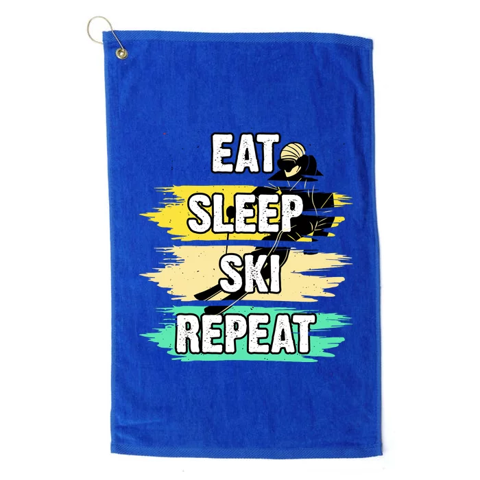 Eat Sleep Ski Repeat Platinum Collection Golf Towel