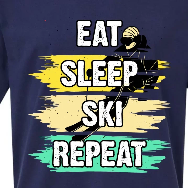 Eat Sleep Ski Repeat Sueded Cloud Jersey T-Shirt