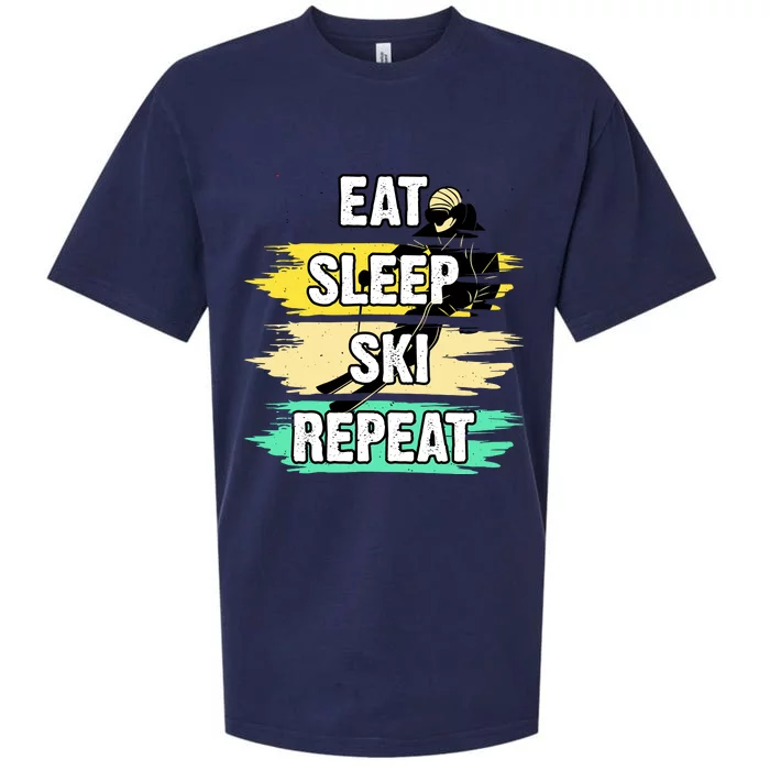 Eat Sleep Ski Repeat Sueded Cloud Jersey T-Shirt