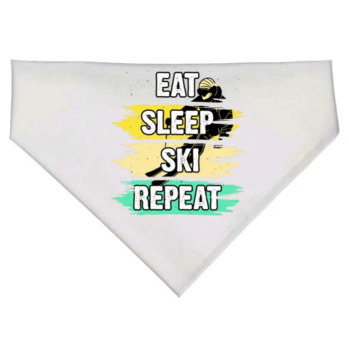 Eat Sleep Ski Repeat USA-Made Doggie Bandana