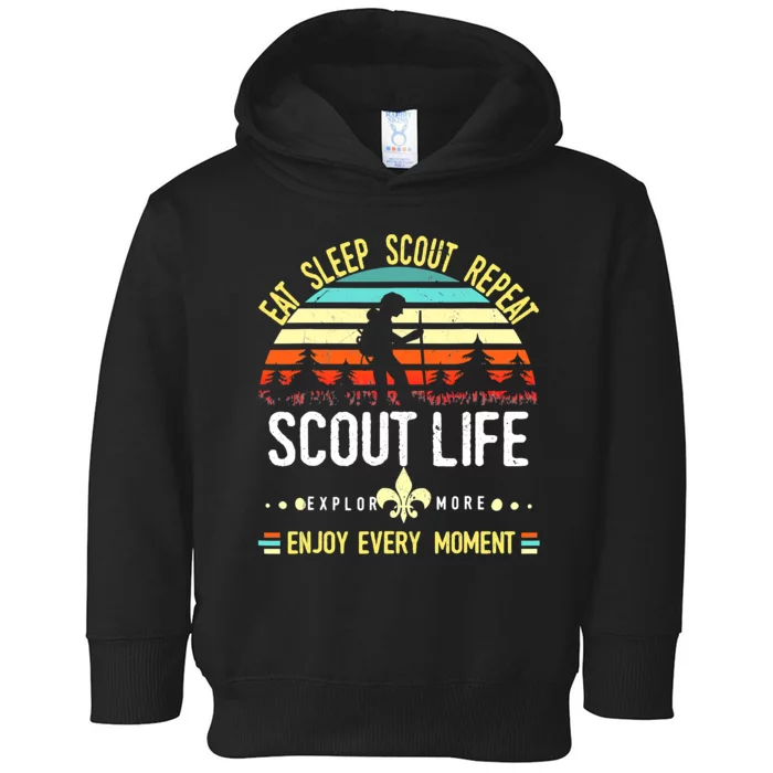 Eat Sleep Scout Repeat Vintage Scouting Scout Life Toddler Hoodie