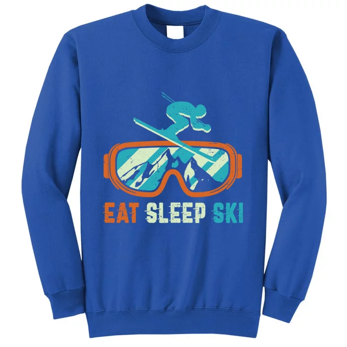 Eat Sleep Ski Vintage Retro Skiing Winter Sports Funny Gift Tall Sweatshirt