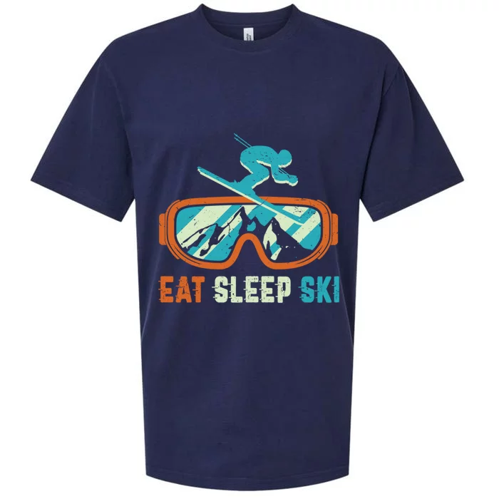 Eat Sleep Ski Vintage Retro Skiing Winter Sports Funny Gift Sueded Cloud Jersey T-Shirt