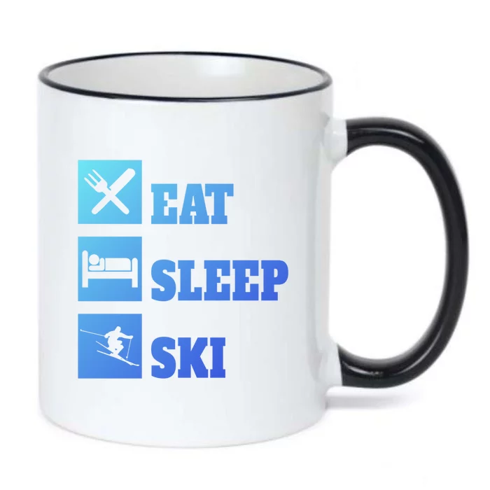 Eat Sleep Ski Cool Gift Black Color Changing Mug