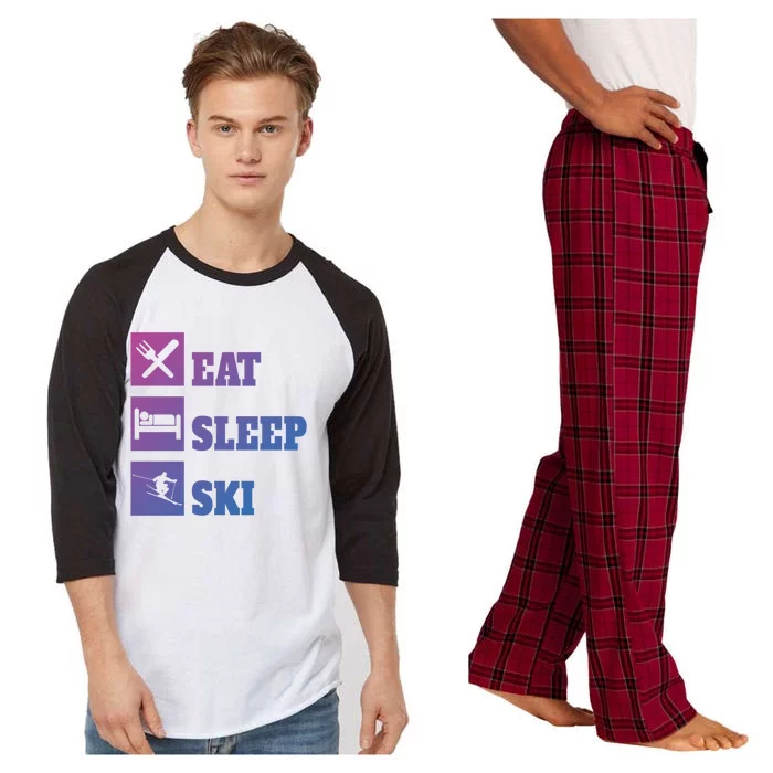 Eat Sleep Ski Cool Gift Raglan Sleeve Pajama Set