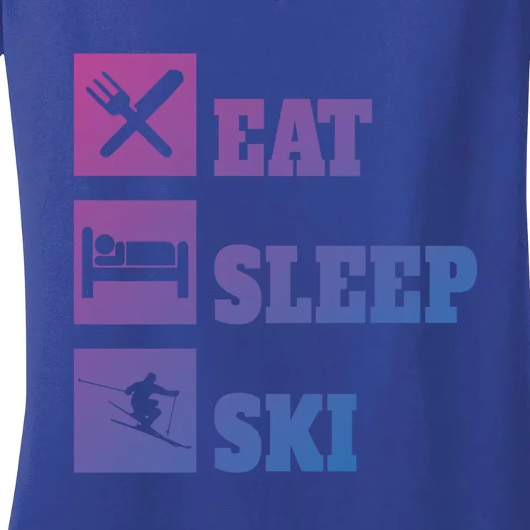 Eat Sleep Ski Cool Gift Women's V-Neck T-Shirt