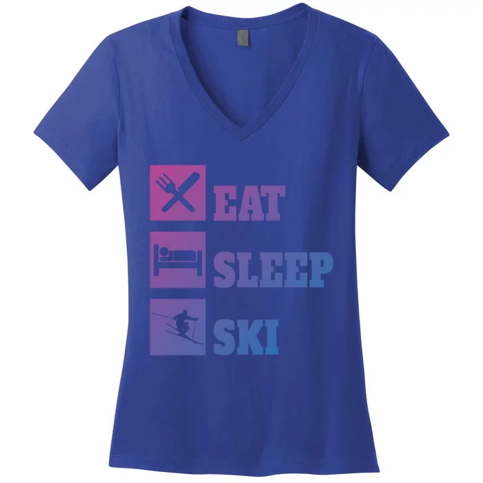 Eat Sleep Ski Cool Gift Women's V-Neck T-Shirt