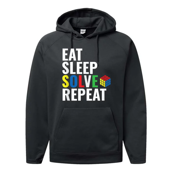 Eat Sleep Solve Repeat Speed Cubing Puzzle Cube Performance Fleece Hoodie