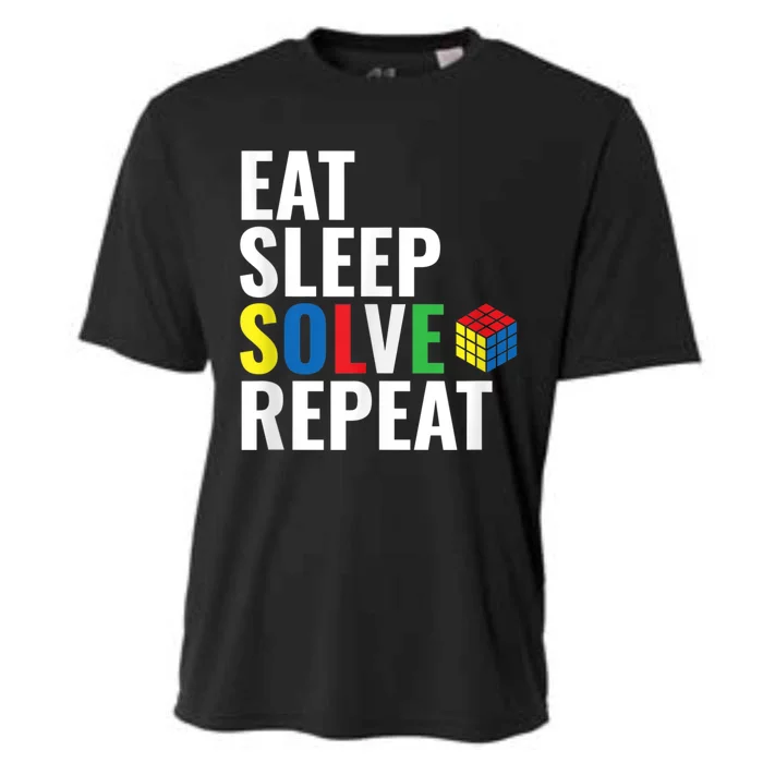 Eat Sleep Solve Repeat Speed Cubing Puzzle Cube Cooling Performance Crew T-Shirt