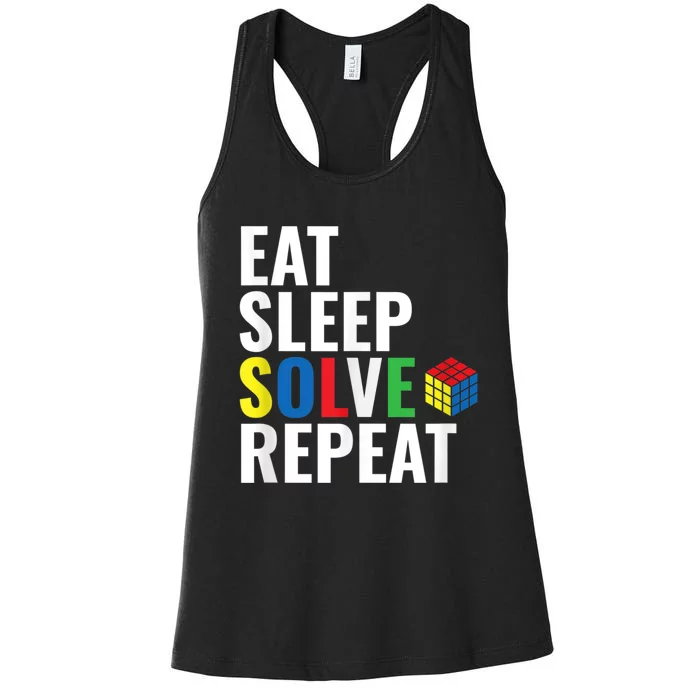 Eat Sleep Solve Repeat Speed Cubing Puzzle Cube Women's Racerback Tank