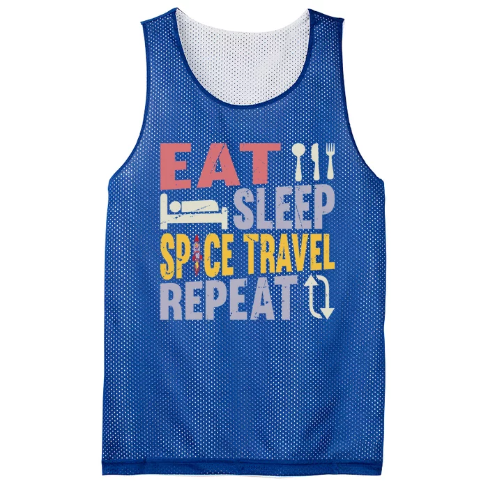 Eat Sleep Space Travel Repeat Funny Gift Funny Space Rocket Gift Mesh Reversible Basketball Jersey Tank