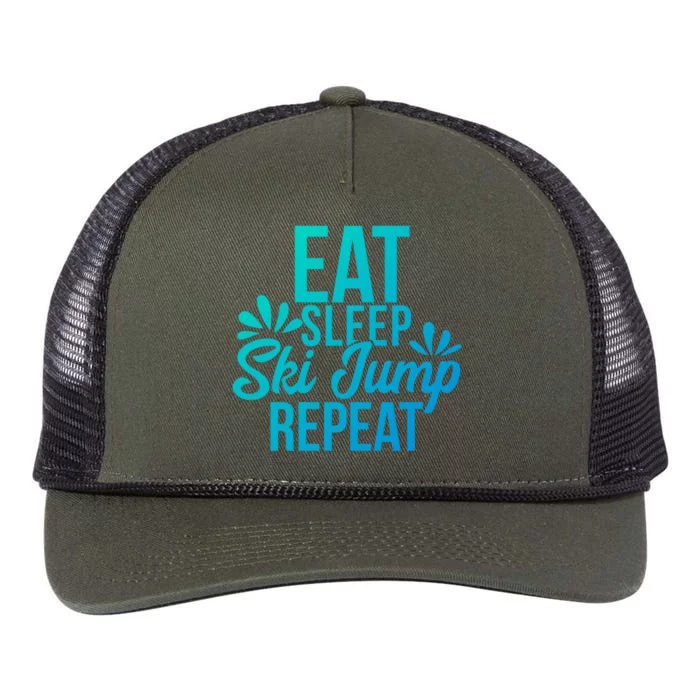 Eat Sleep Ski Jump Repeat Motivational Gift Ace057a Gift Retro Rope Trucker Hat Cap