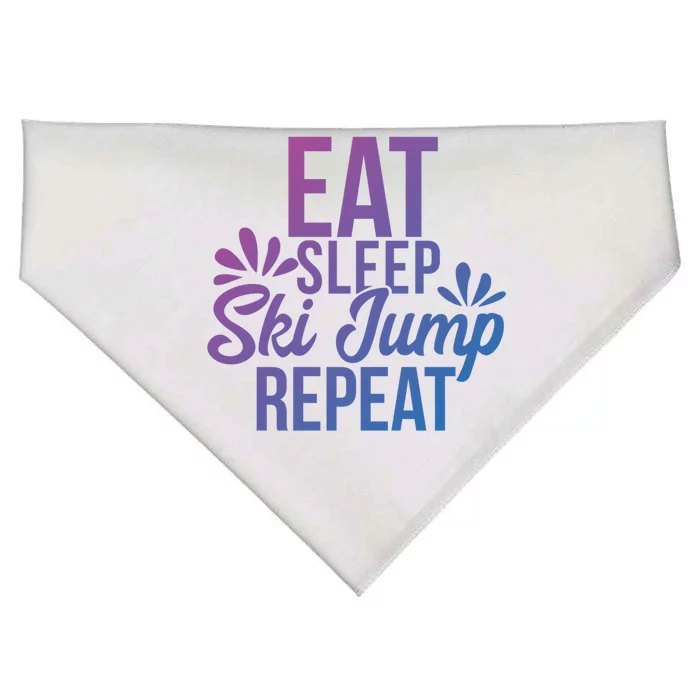 Eat Sleep Ski Jump Repeat Motivational Gift Ace057a Gift USA-Made Doggie Bandana