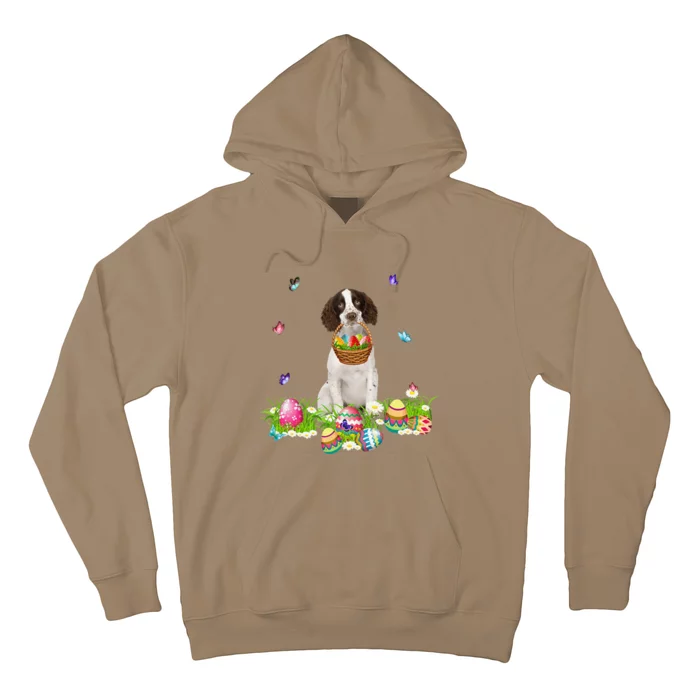 English Springer Spaniel Bunny Dog With Easter Eggs Basket Hoodie