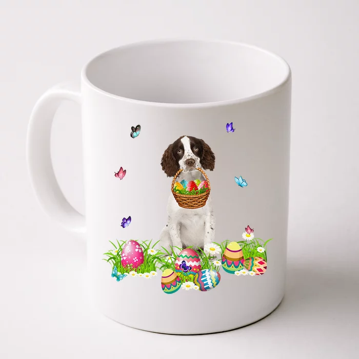 English Springer Spaniel Bunny Dog With Easter Eggs Basket Front & Back Coffee Mug