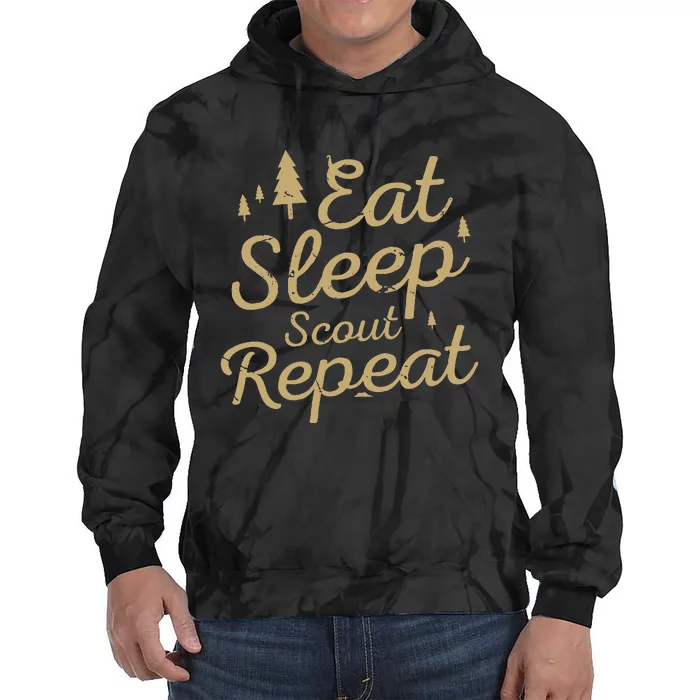 Eat Sleep Scout Repeat Scouting & Hiking Tie Dye Hoodie