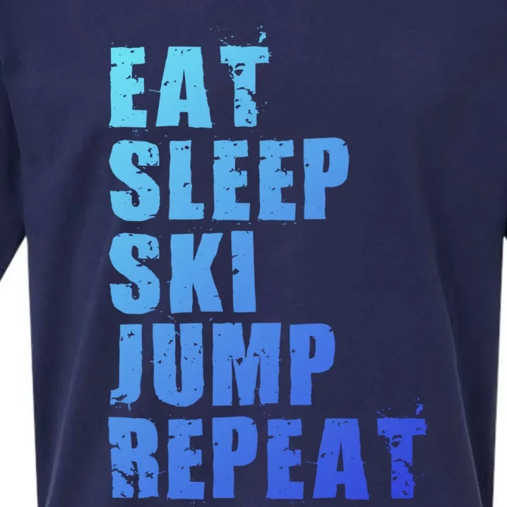 Eat Sleep Ski Jump Repeat Motivational Gift Ace057c Gift Sueded Cloud Jersey T-Shirt