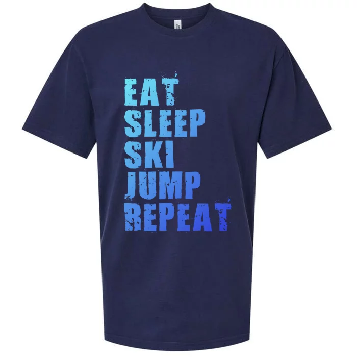 Eat Sleep Ski Jump Repeat Motivational Gift Ace057c Gift Sueded Cloud Jersey T-Shirt