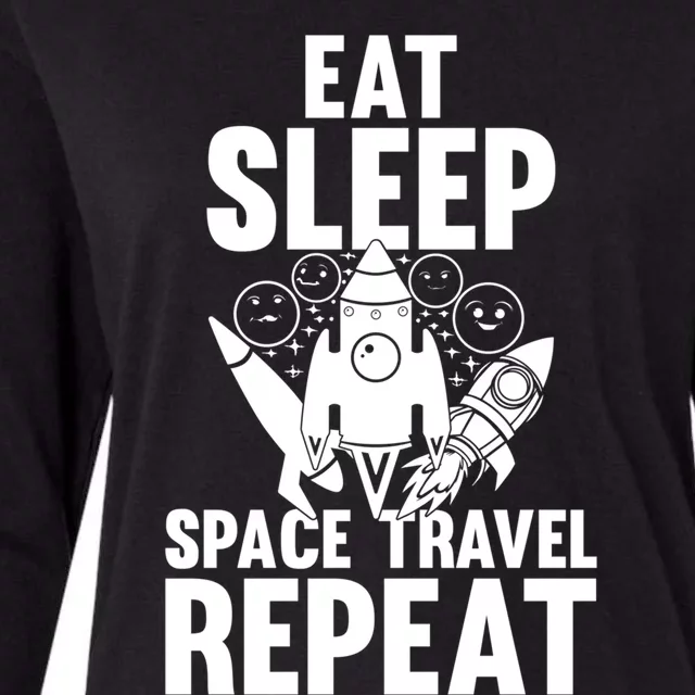 Eat Sleep Space Travel Repeat Gift Space Rocket Ship Planets Cute Gift Womens Cotton Relaxed Long Sleeve T-Shirt