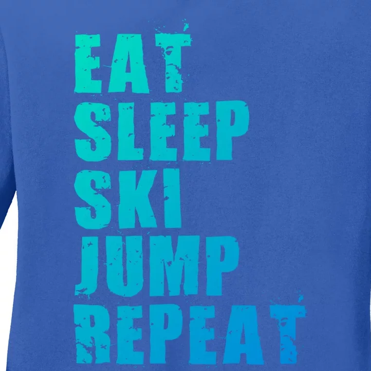 Eat Sleep Ski Jump Repeat Motivational Gift Ace057c Gift Ladies Long Sleeve Shirt